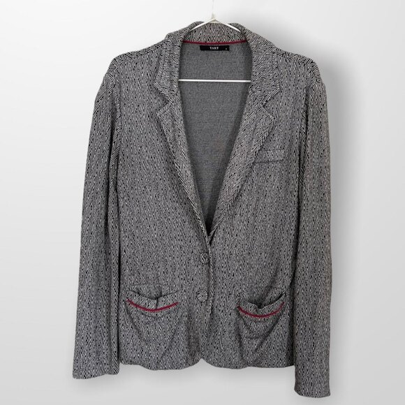 Soft Knit Tart Blazer Size M Black & White Chevron - Picture 1 of 8